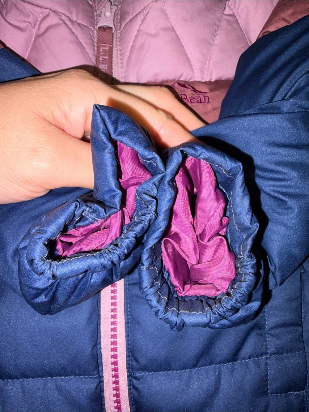 L.L. Bean Toddler Girls Colorblock down lot Puffer Jacket